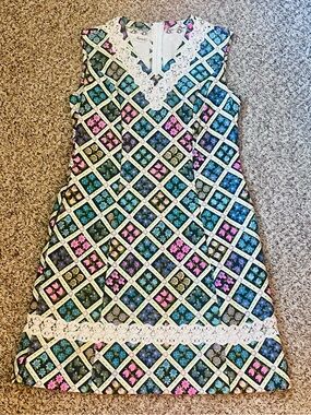 Vintage Haymaker Floral Lace Trim Dress - Multicolor
